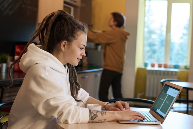 woman using a laptop