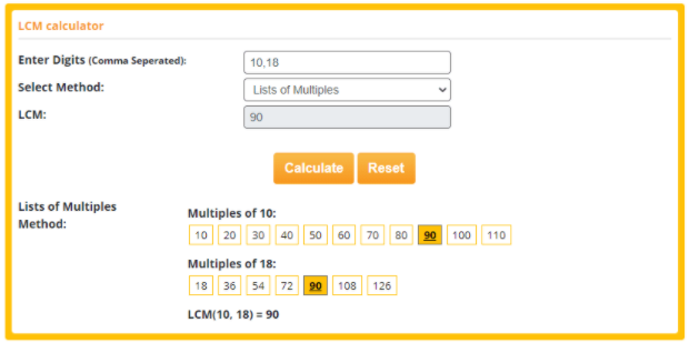 lcm multiple methods