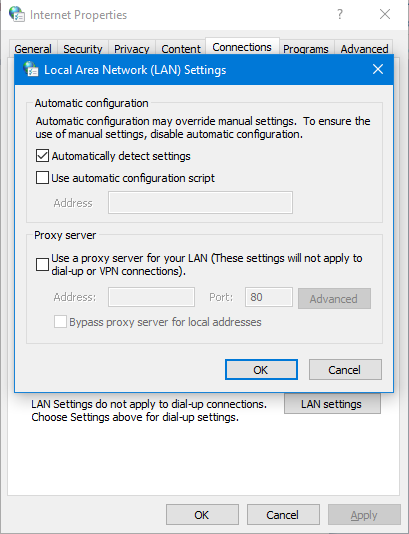 VPN connection settings