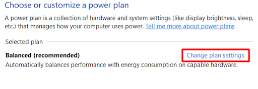 change plan settings windows