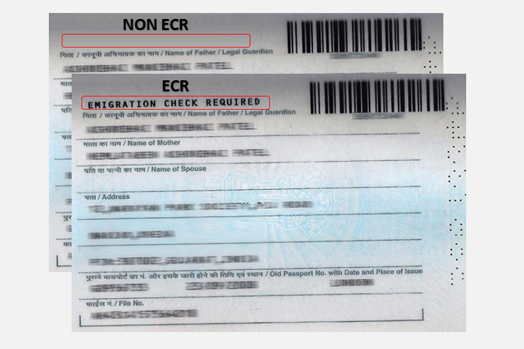 Non ECR and ECR category in passport