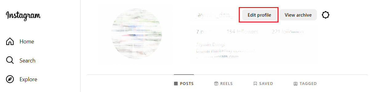 Instagram edit profile